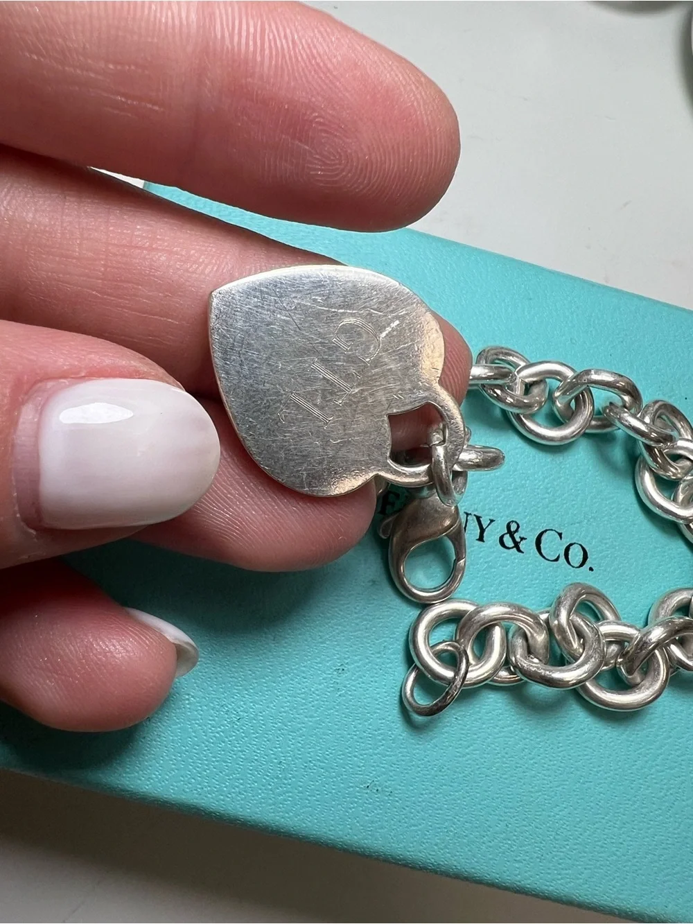Tiffany & Co. Silver Heart Tag Charm Bracelet - Classic Sterling Link